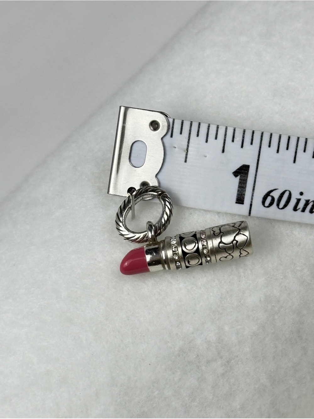 Brighton Pink Lipstick Charm with Crystals - Picture 4 of 4